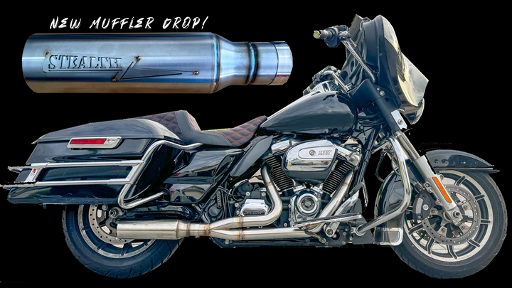 Harley motorcycle with Stealth Pipes Breacher muffler installed – American-made modular exhaust system