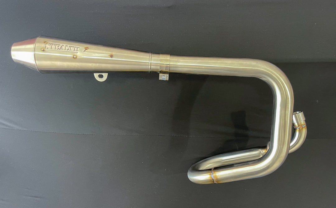 Stealth x Kruesi Originals stainless exhaust for Honda Monkey – triple stepped head pipe and cone muffler