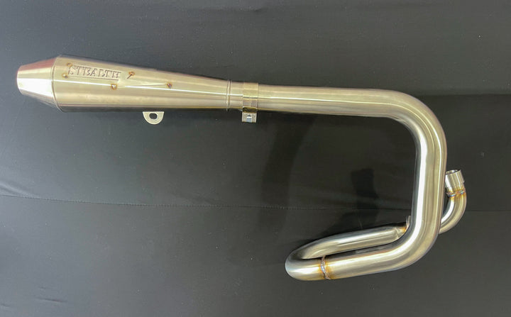 Stealth x Kruesi Originals stainless exhaust for Honda Monkey – triple stepped head pipe and cone muffler