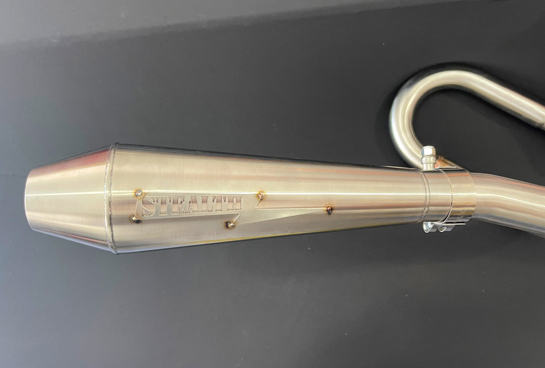 Honda Monkey stainless exhaust by Stealth x Kruesi Originals – cone muffler and stepped header