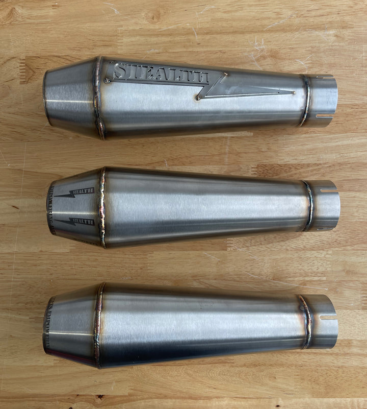 Stealth Pipes Reverse Cone Muffler – stainless modular mufflers available in multiple finishes
