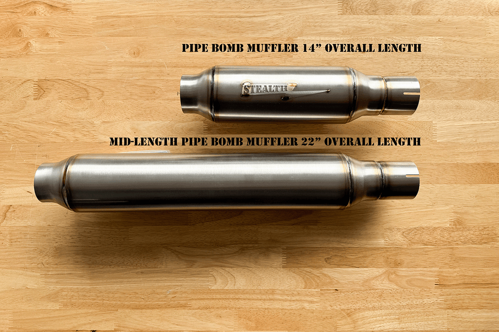 Stealth Pipes Mid-Length Pipe Bomb Muffler – American-made stainless steel modular muffler upgrade