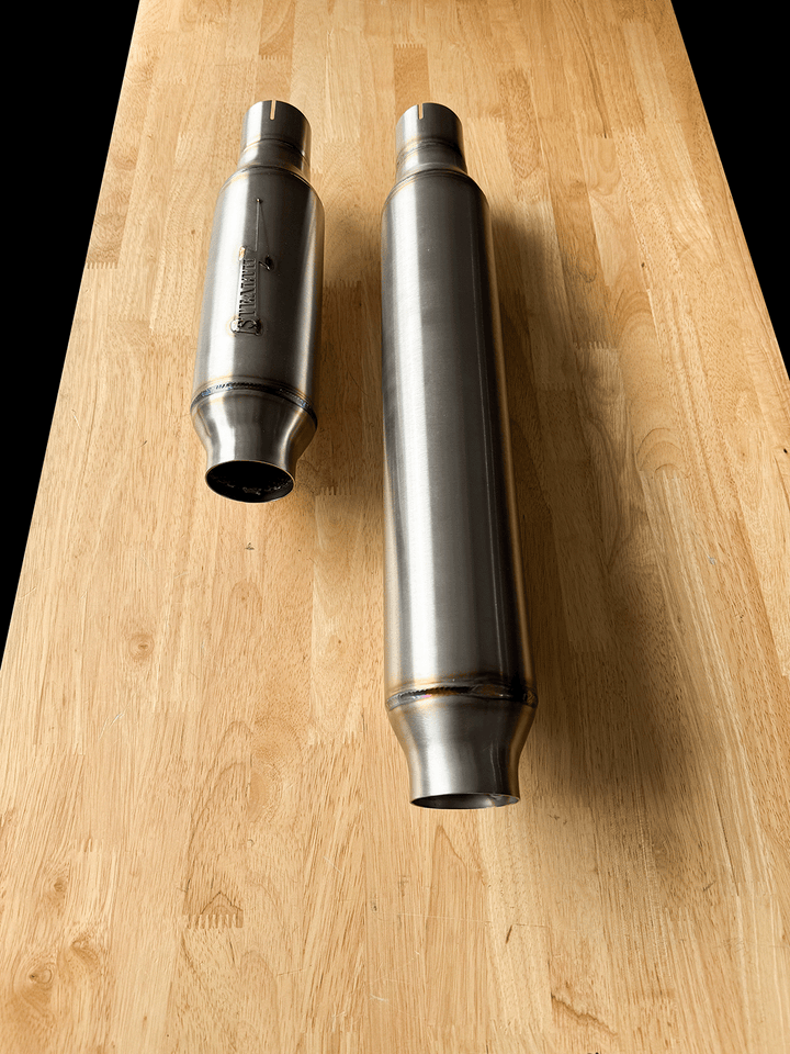 Stealth Pipes Mid-Length Pipe Bomb Muffler – polished stainless modular exhaust option with clamp