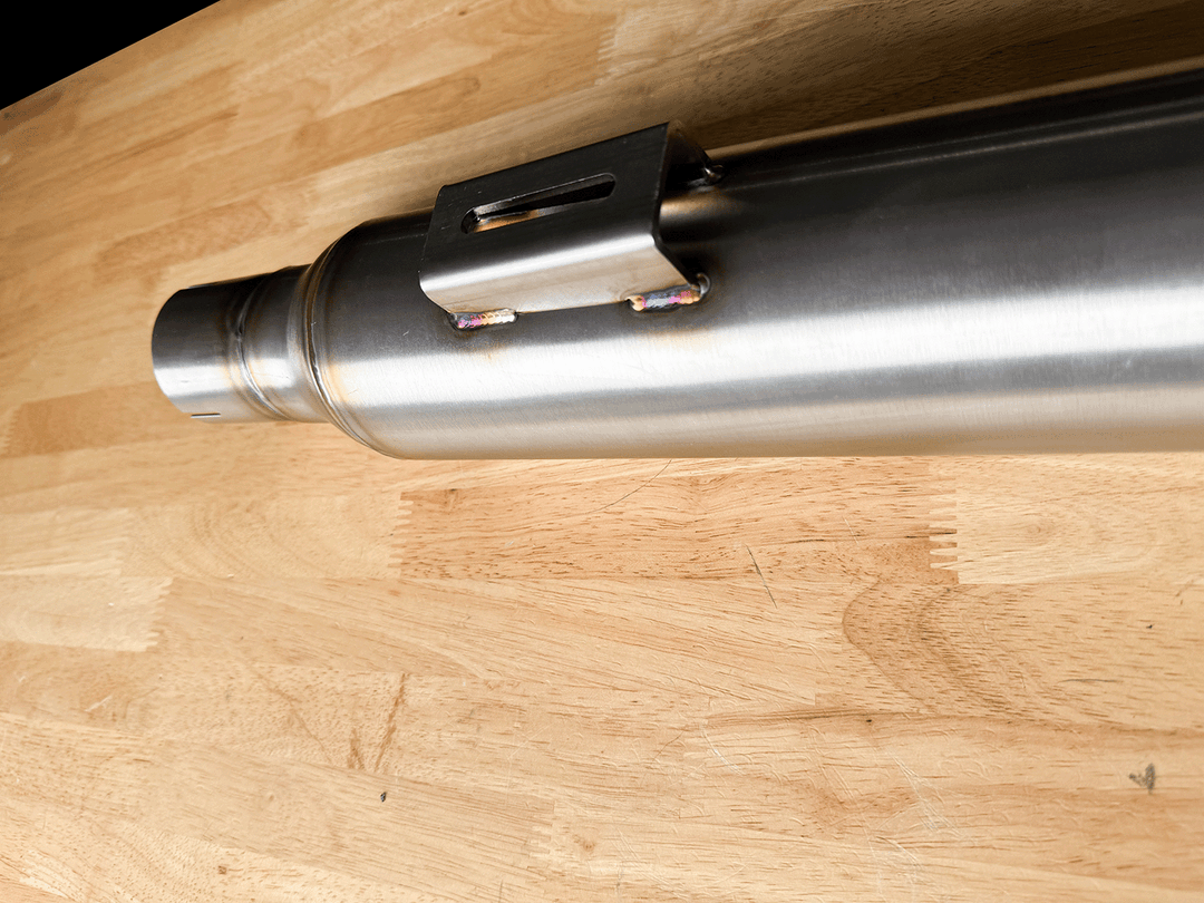 Stealth Pipes Mid-Length Pipe Bomb Muffler with mounting clamp – stainless modular exhaust upgrade