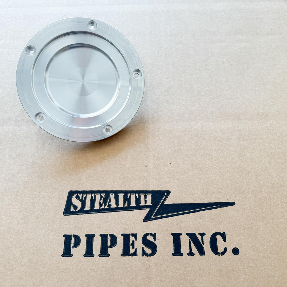 Stealth Pipes Twin Cam Derby Cover – aircraft grade aluminum with optional engraving, fits 1999–2019 Harley models