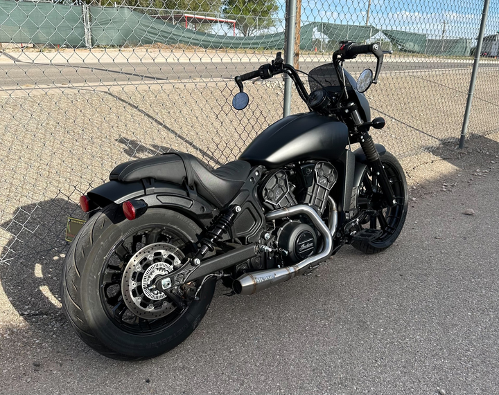 2015–2025 Indian Scout fitted with Stealth Pipes exhaust system – American-made performance upgrade