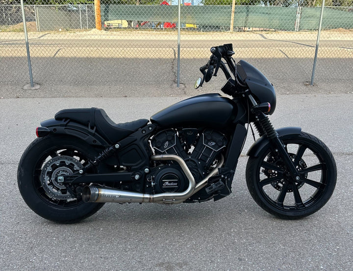 2015–2025 Indian Scout fitted with Stealth Pipes exhaust system – American-made performance upgrade
