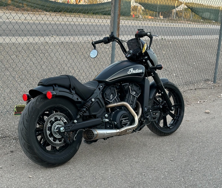 2015–2025 Indian Scout fitted with Stealth Pipes exhaust system – American-made performance upgrade