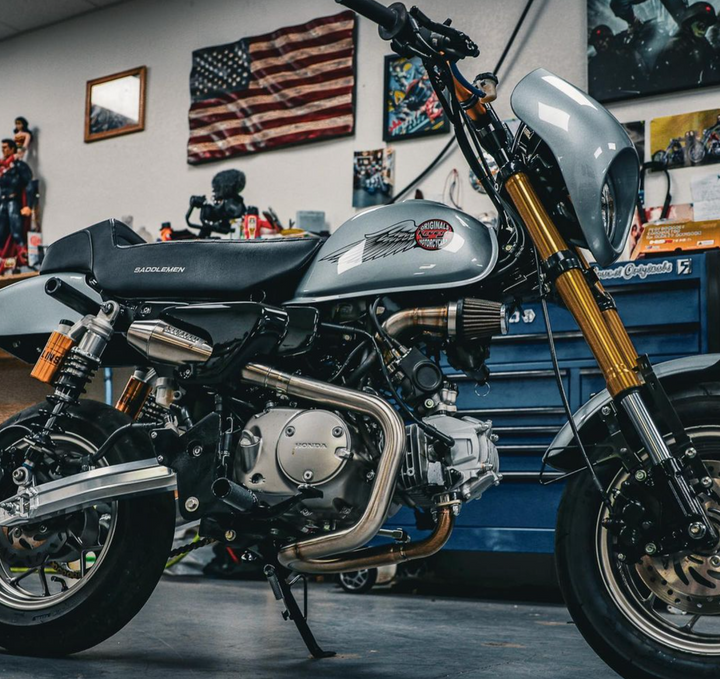 Stealth x Kruesi Originals Monkey exhaust – American-made stainless muffler upgrade for Honda Monkey