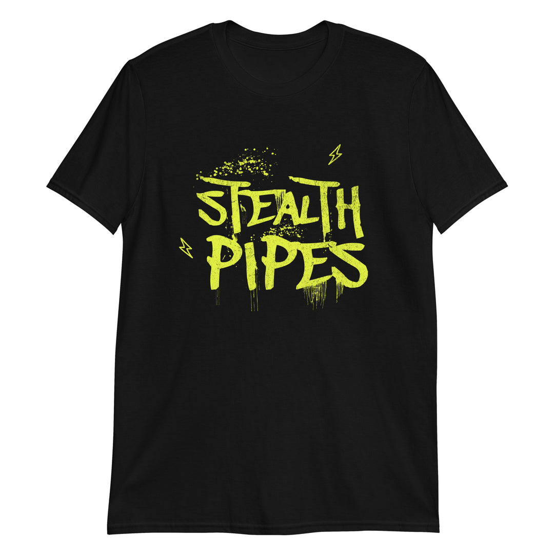 Stealth Pipes Rockstar T-shirt in black – neon yellow graffiti-style logo
