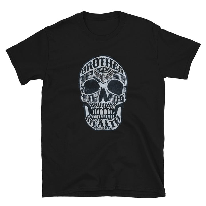 Stealth Brotherrrrr T-shirt in black – skull design with Stealth Pipes text