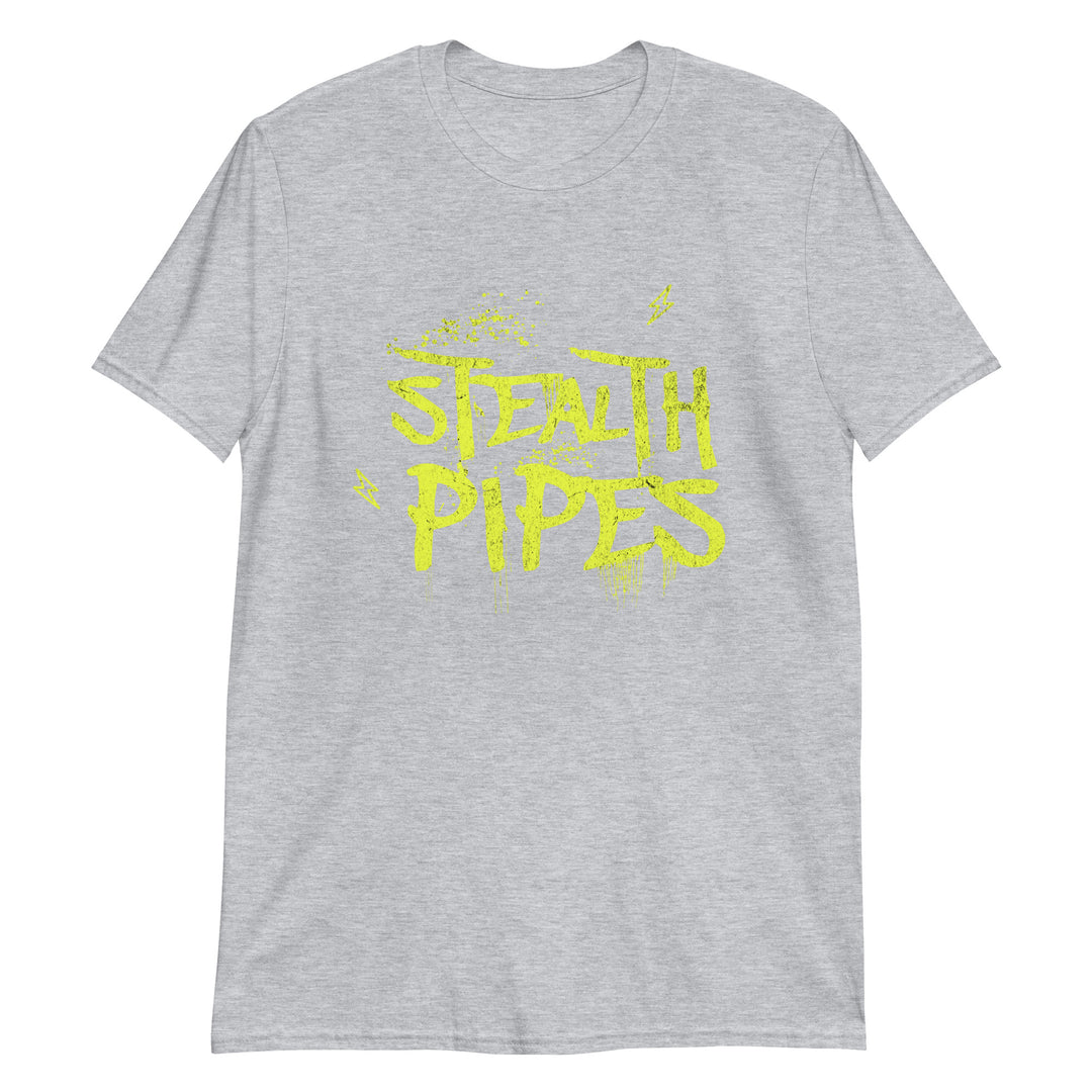 Stealth Pipes Rockstar T-shirt in light grey – neon yellow Stealth Pipes graphic