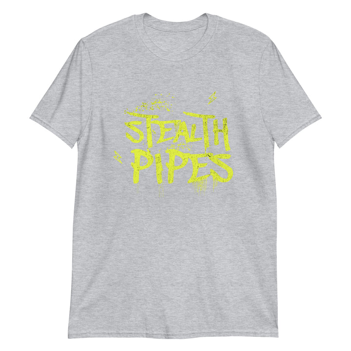 Stealth Pipes Rockstar T-shirt in light grey – neon yellow Stealth Pipes graphic