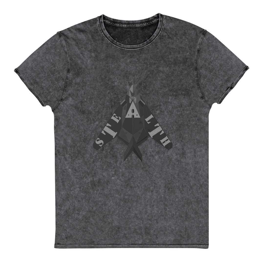 Stealth Pipes Denim T-shirt in grey – logo front graphic