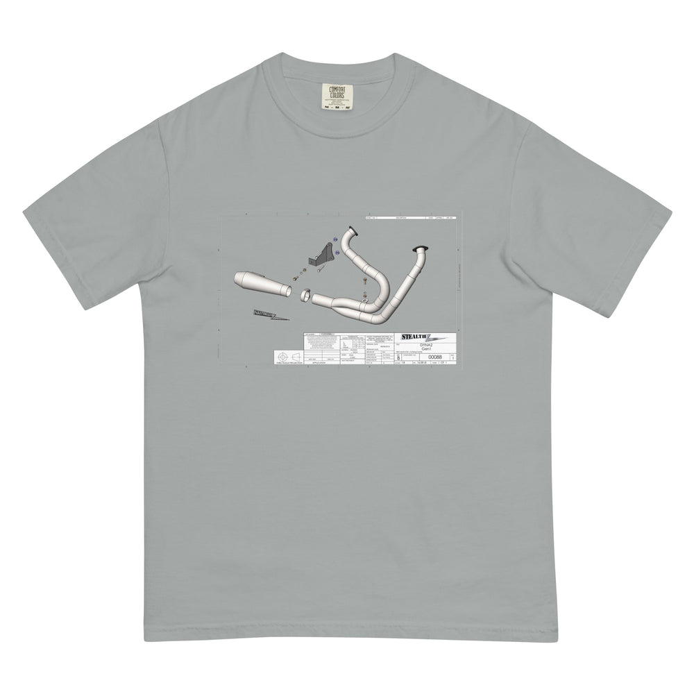 Stealth Pipes Get Assembled T-shirt in grey – relaxed fit cotton graphic tee