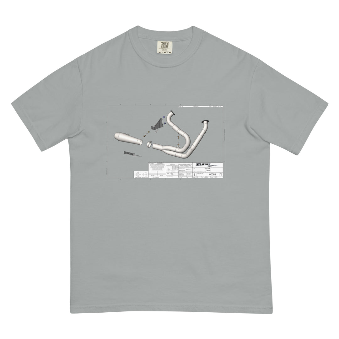 Stealth Pipes Get Assembled T-shirt in grey – relaxed fit cotton graphic tee