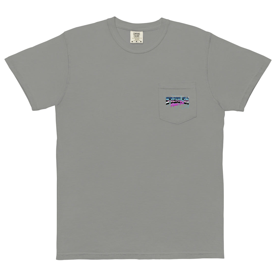 Stealth Pipes 80’s Electricity T-shirt in grey – retro neon logo