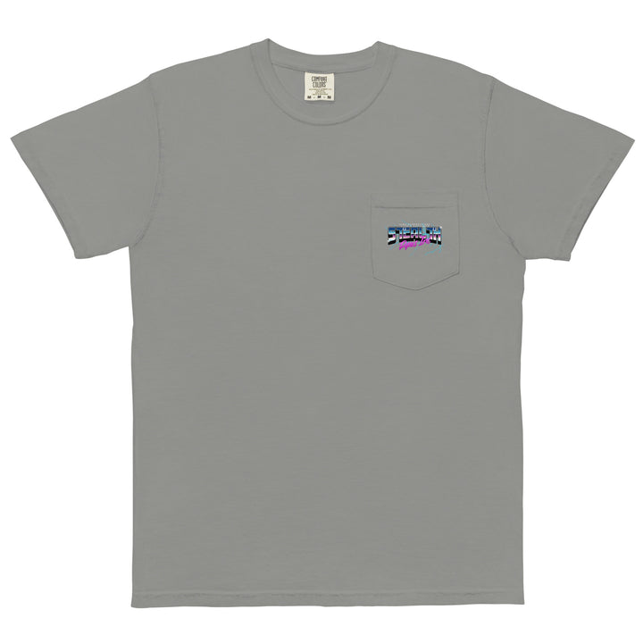 Stealth Pipes 80’s Electricity T-shirt in grey – retro neon logo