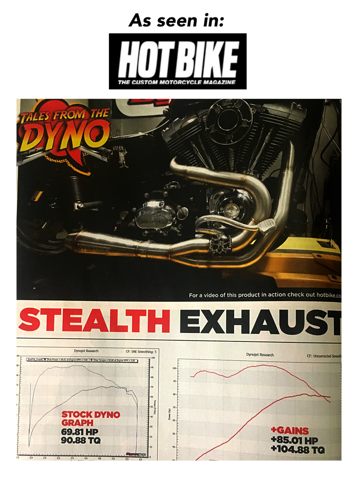 2006–2017 Harley Dyna motorcycle with Stealth Pipes exhaust system installed – stainless muffler upgrade