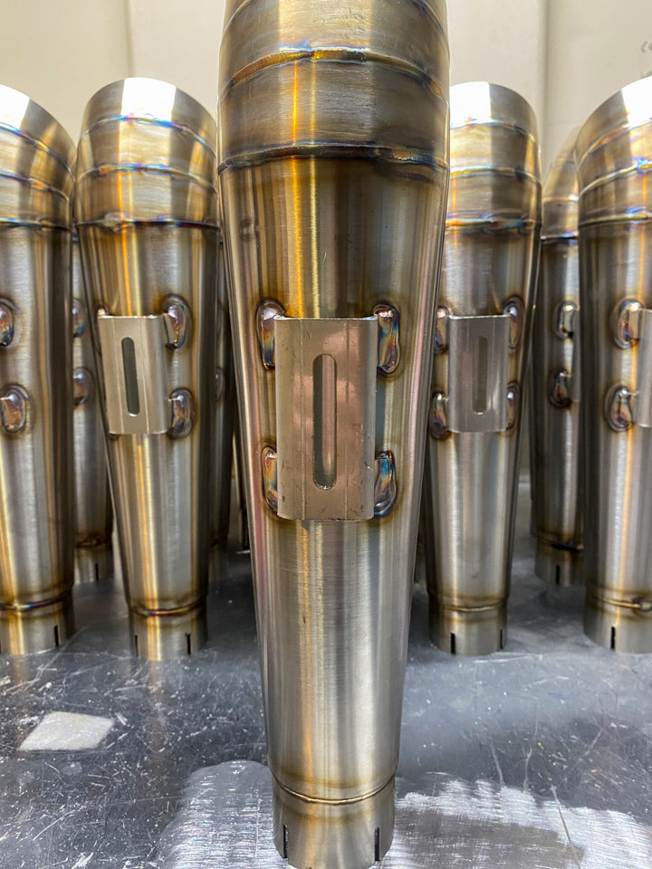 Stealth Pipes cone-style turnout exhaust mufflers – stainless steel polished finish