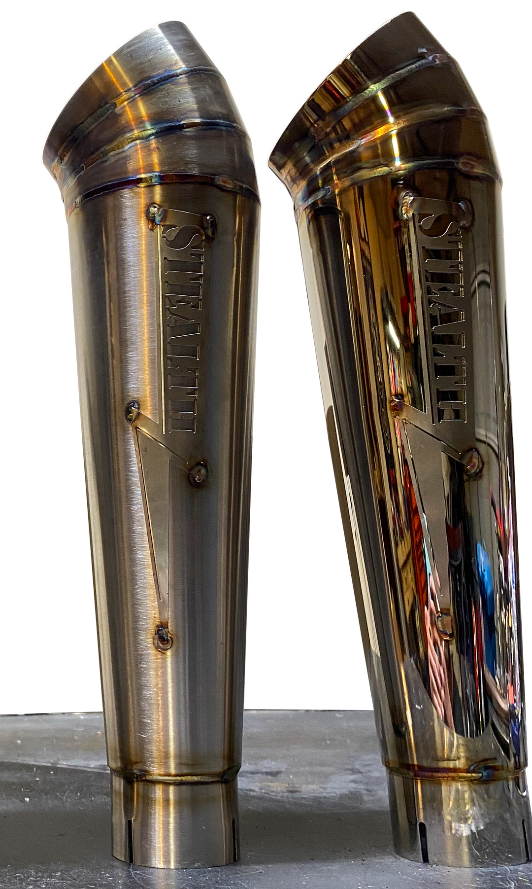 Stealth Pipes Cone-Style Turndown Muffler – The Streetsweeper, American-made stainless modular exhaust pair