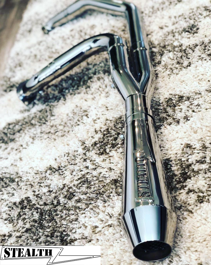 Stealth Pipes Short Bagger exhaust system – stainless steel headers and muffler for 1996–2016 Harley touring models