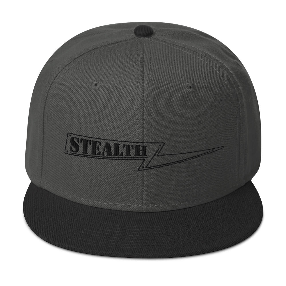 Olive Stealth Pipes snapback hat with flat visor and embroidered logo
