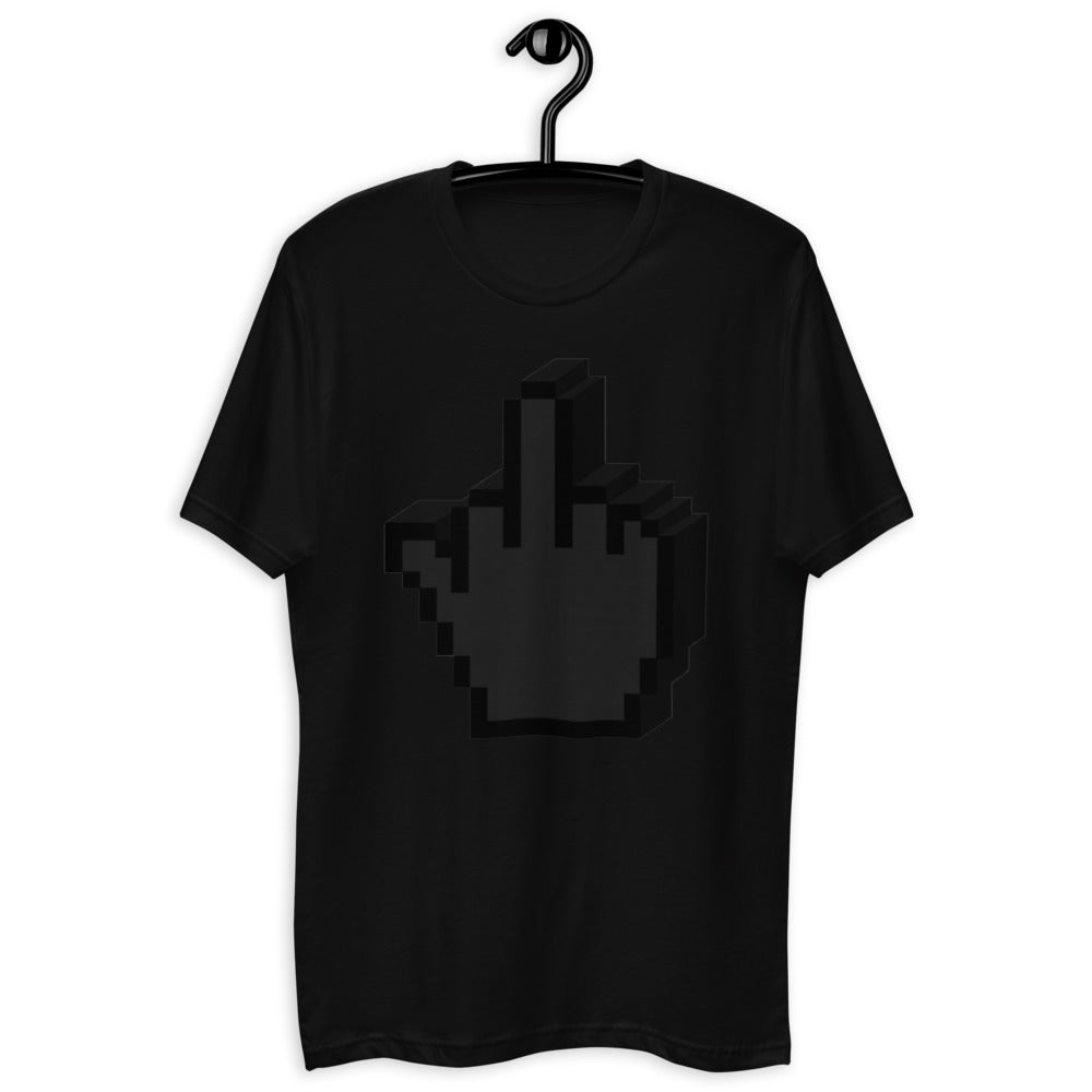 Black No Really T-shirt featuring bold pixelated middle finger graphic on chest