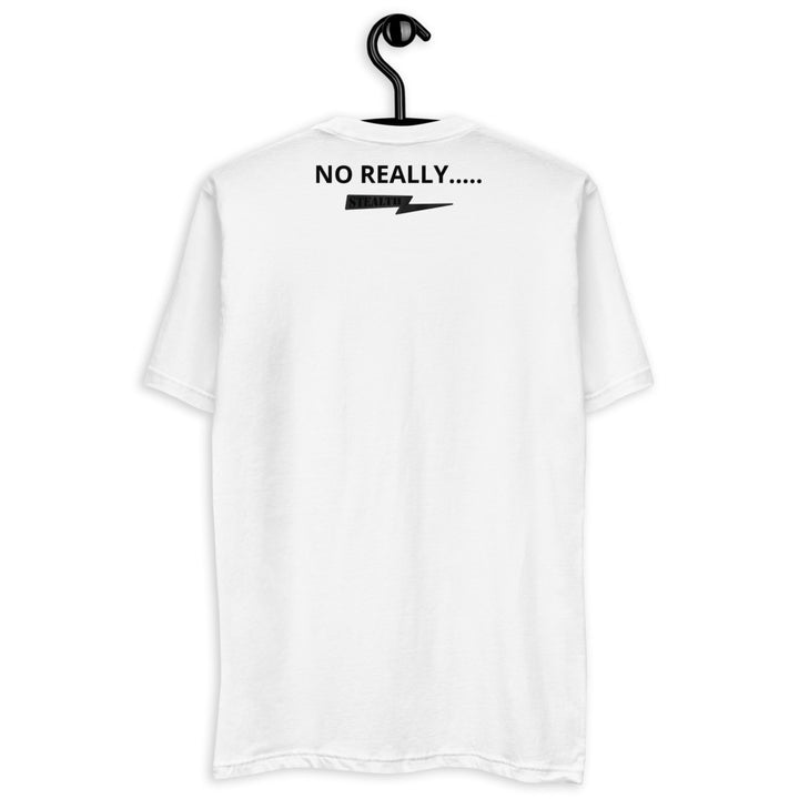 Back of white No Really T-shirt with Stealth Pipes Inc. logo