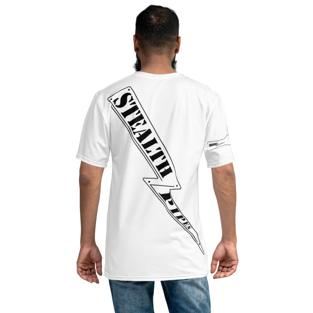 Stealth Rider T-shirt in white with large diagonal Stealth logo across the back