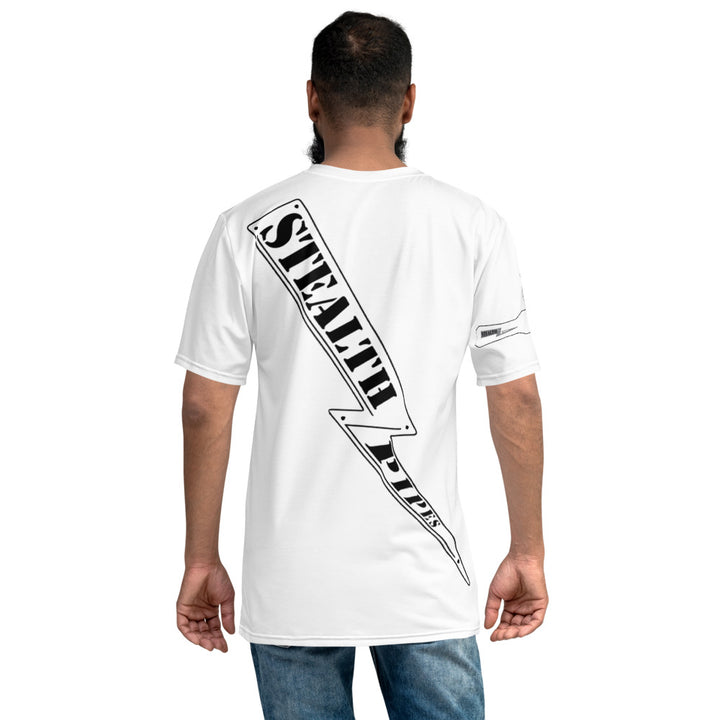 Stealth Rider T-shirt in white with large diagonal Stealth logo across the back