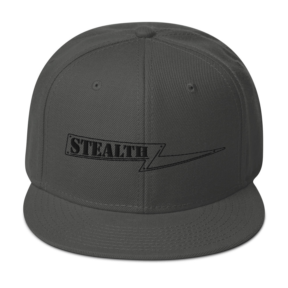 Olive Stealth Pipes snapback hat with flat visor and embroidered logo