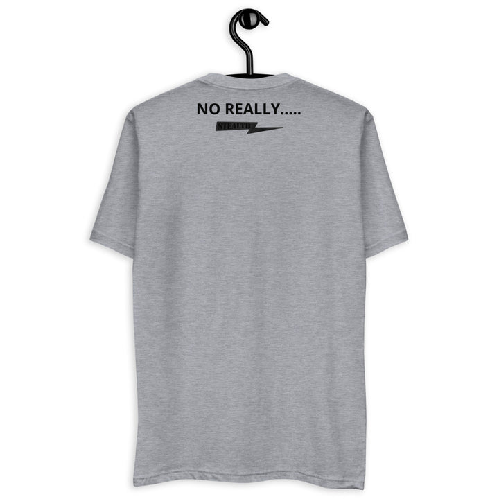 Back of white No Really T-shirt featuring Stealth Pipes Inc. branding