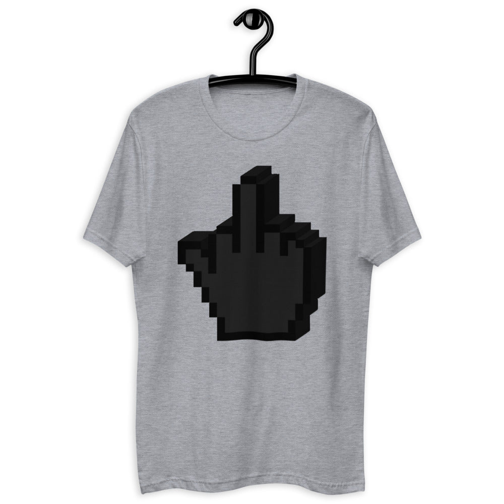 Heather grey No Really T-shirt with pixelated middle finger print on front